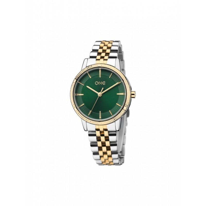 RELÓGIO SENHORA SPLENDORA BICOLOR GREEN DIAL OL9586VB41L