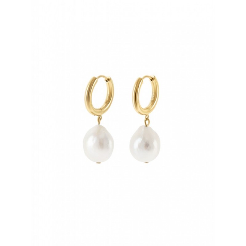BRINCOS AÇO PEARLY HOOPS GOLD OJEEP07G