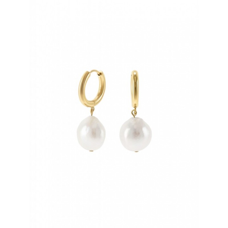BRINCOS AÇO PEARLY HOOPS GOLD OJEEP07G