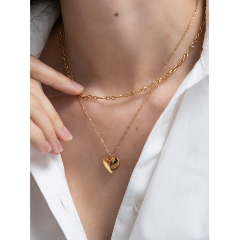 COLAR AÇO SENHORA NECKMESS HEART BIG GOLD OJNN27G