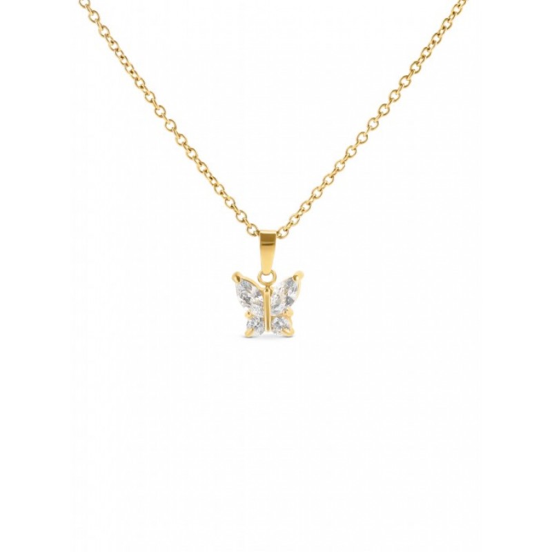 COLAR AÇO SENHORA BUTTERFLY CRYSTAL GOLD OJBN03G
