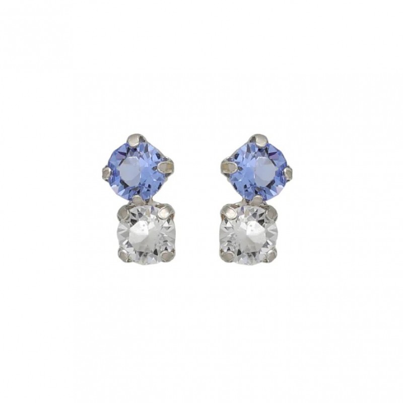BRINCO PRATA BOTÃO AZUL/CRISTAL A5004-09HT BRINCO PRATA BOTÃO AZUL/CRISTAL A5004-09HT