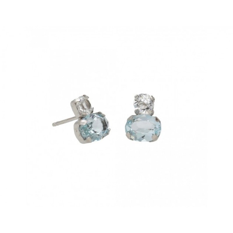 BRINCO PRATA BOTÃO CRISTAL/AZUL A5034-91HT BRINCO PRATA BOTÃO CRISTAL/AZUL A5034-91HT