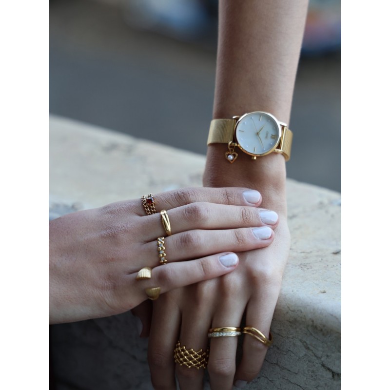 ANEL AÇO SENHORA INFINITY CRYSTAL GOLD OJIDR01G