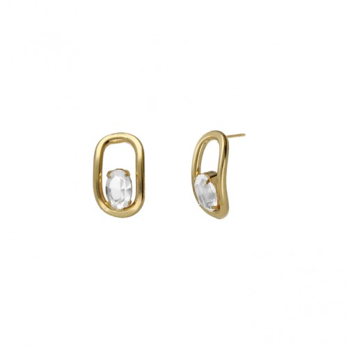 BRINCO PRATA BUENOS DIAS OVAL COM CRISTAL A5300-07DT