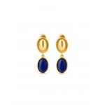 BRINCOS AÇO SENHORA ELEMENT LONG BLUE GOLD OJSE03D