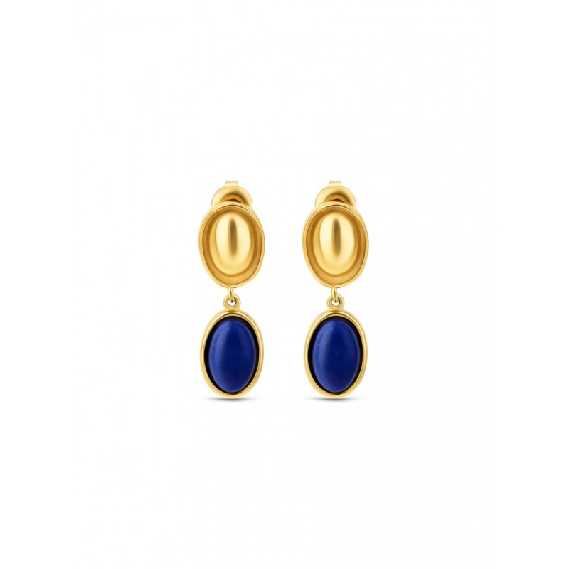 BRINCOS AÇO SENHORA ELEMENT LONG BLUE GOLD OJSE03D