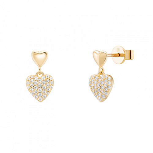 BRINCOS PRATA TWO HEARTS GOLD UK.BR.1204.0210
