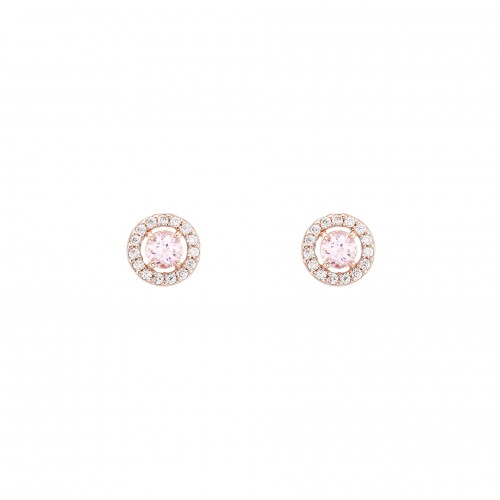 BRINCOS PRATA LOVE IN ROSE SOLITAIRE PINK UK.TN.1208.0001
