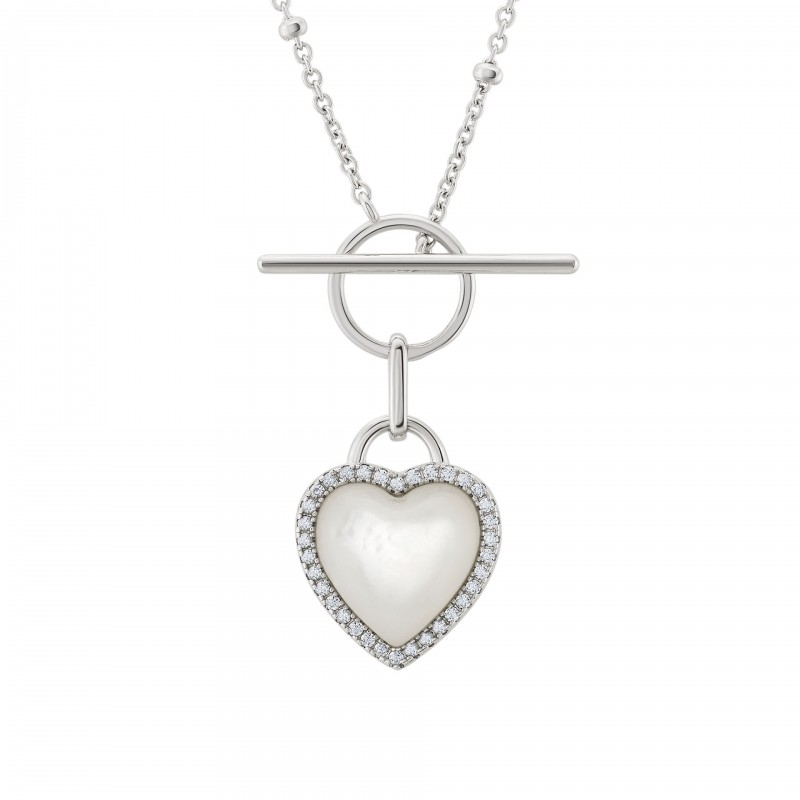 COLAR PRATA HEART MOTHER OF PEARL SILVER UK.CL.1204.0283