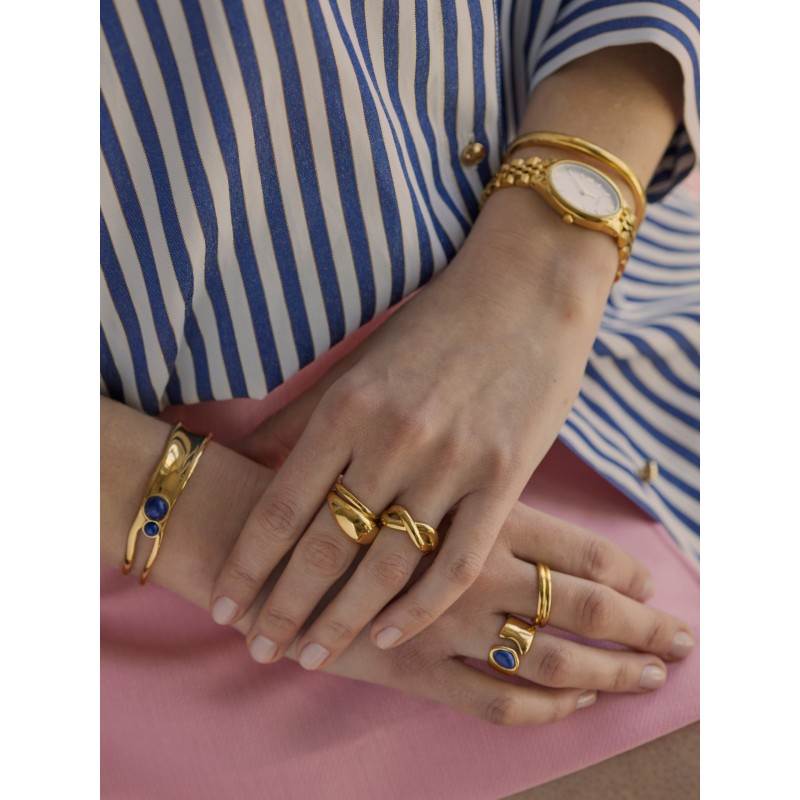 ANEL AÇO SENHORA ELEMENT BLUE GOLD 9 OJSR01D