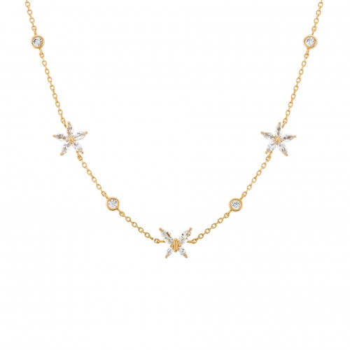COLAR PRATA MIX & MATCH NAVETE FLOWER & BUTTERFLY UK.CL.1204.0315