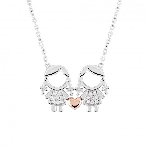 COLAR PRATA MEANINGFUL SILVER GIRL & GIRL UK.CL.1110.0007