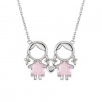 COLAR PRATA GIRL & GIRL PINK UK.CL.1110.0021