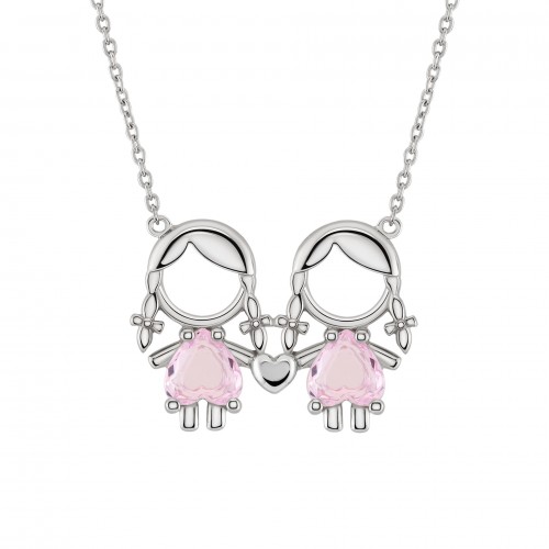 COLAR PRATA GIRL & GIRL PINK UK.CL.1110.0021