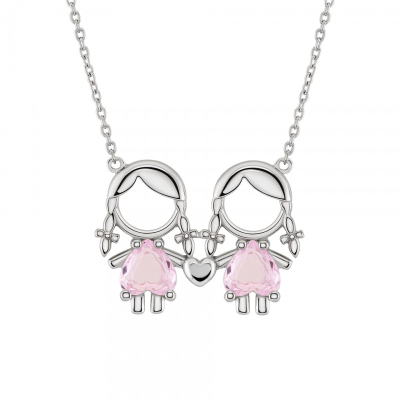 COLAR PRATA GIRL & GIRL PINK UK.CL.1110.0021