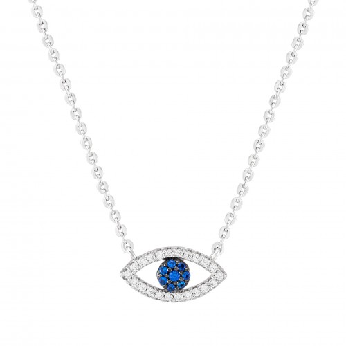 COLAR PRATA MEANINGFUL BLUE EYE UK.CL.1205.0049