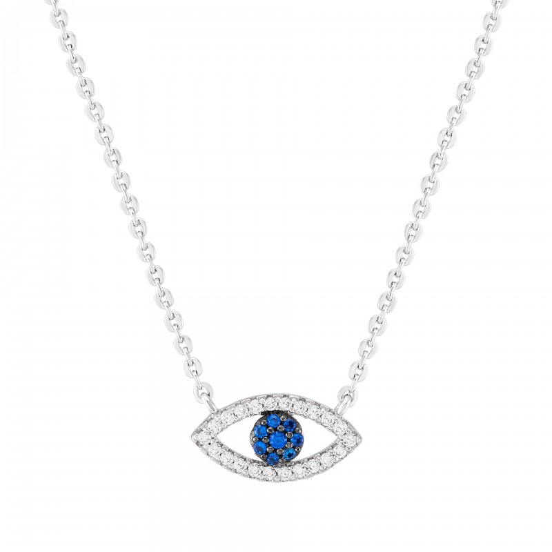 COLAR PRATA MEANINGFUL BLUE EYE UK.CL.1205.0049