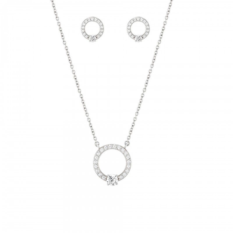 PACK PRATA COLAR E BRINCOS CLASSY & CHIC CIRCLE SILVER UK.PK.1206.0006