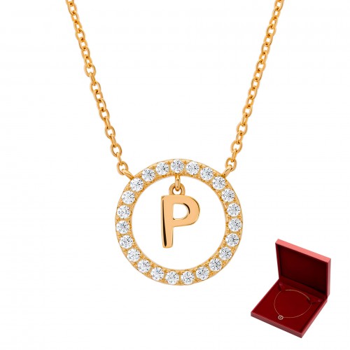 COLAR PRATA LETTER IN CIRCLE P UK.CL.1204.0303
