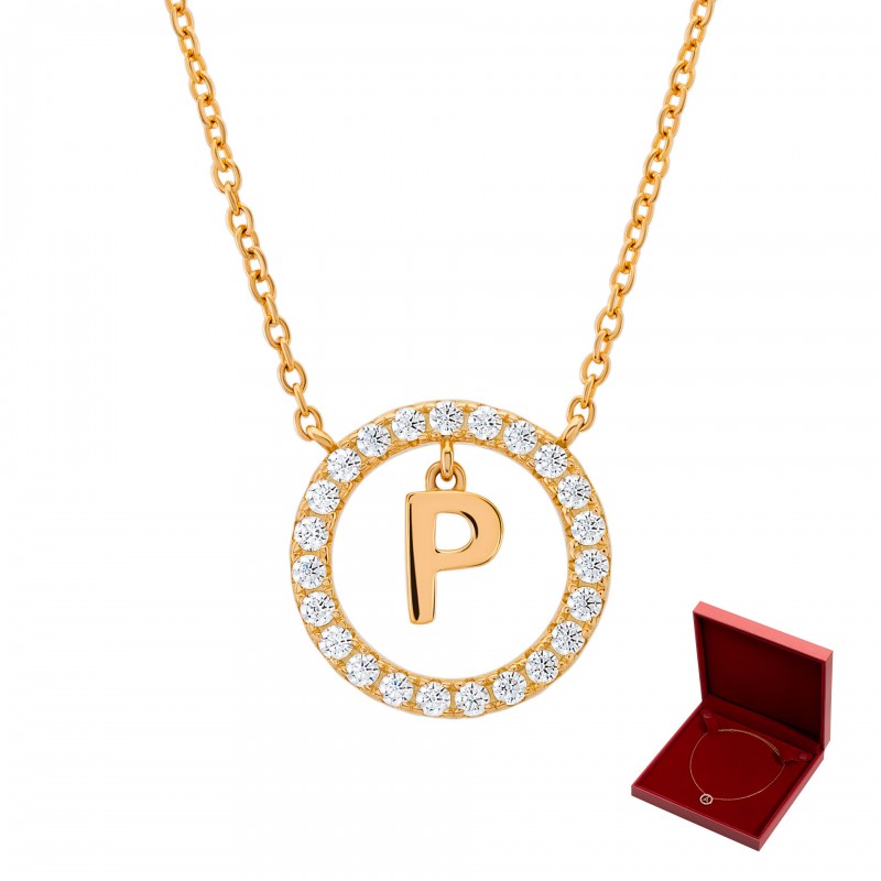 COLAR PRATA LETTER IN CIRCLE P UK.CL.1204.0303