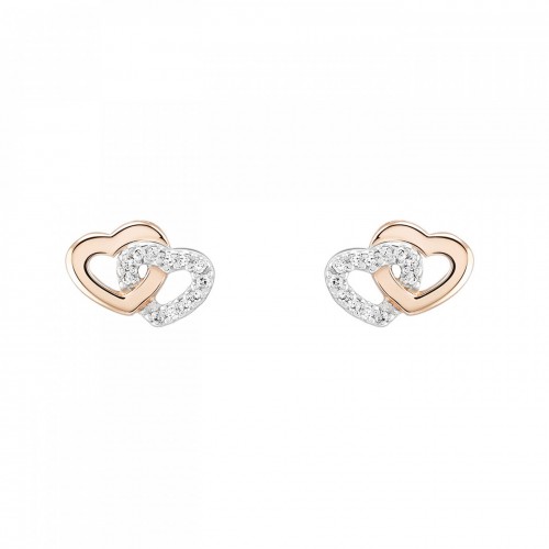 BRINCOS PRATA LOVE IN ROSE TWO HEARTS UK.BR.1110.0002