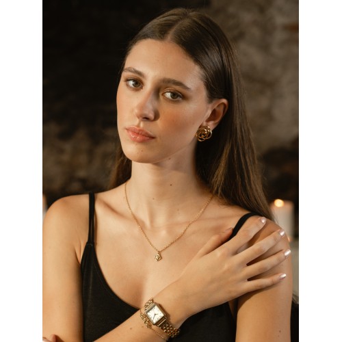 COLAR AÇO SENHORA ROSE PETITE PEARL GOLD OJRN02D