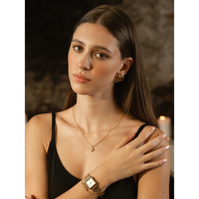 COLAR AÇO SENHORA ROSE PETITE PEARL GOLD OJRN02D