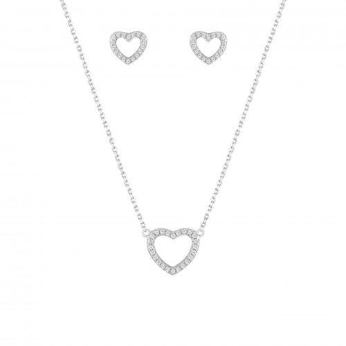 PACK COLAR E BRINCOS PRATA MEANINGFUL HEARTS UK.PK.1205.0002