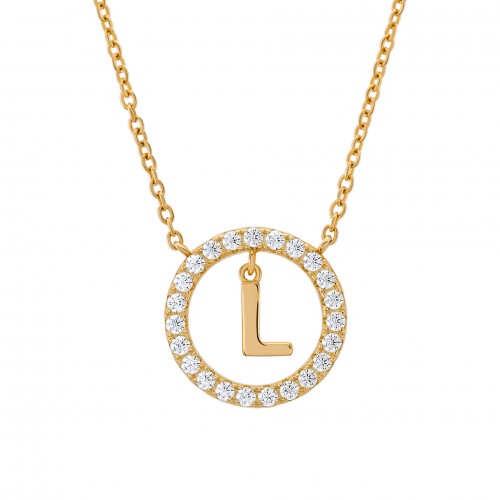 COLAR PRATA LETTER IN CIRCLE L UK.CL.1204.0299
