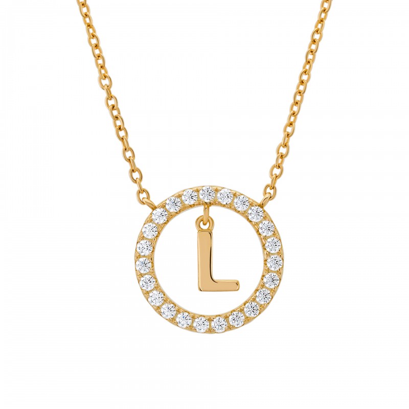 COLAR PRATA LETTER IN CIRCLE L UK.CL.1204.0299