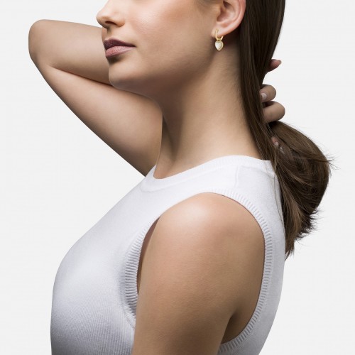 BRINCOS PRATA HEART MOTHER OF PEARL GOLD UK.BR.1204.0186