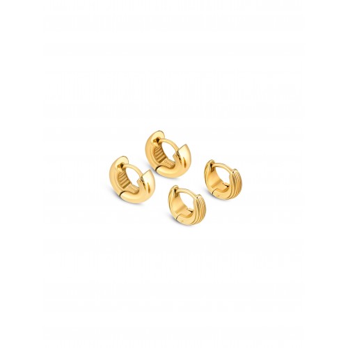 SET BRINCOS AÇO PLISSÉ GOLD OJSET21G
