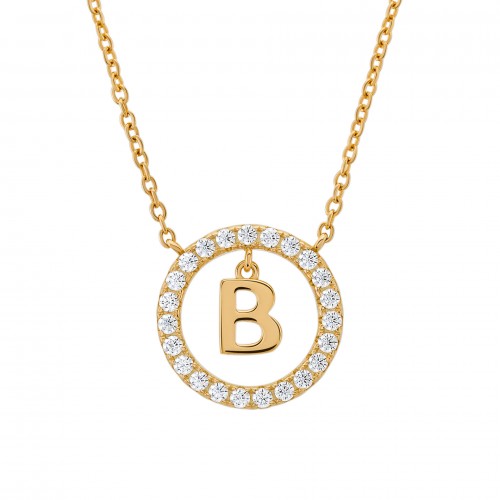 COLAR PRATA LETTER IN CIRCLE B UK.CL.1204.0290