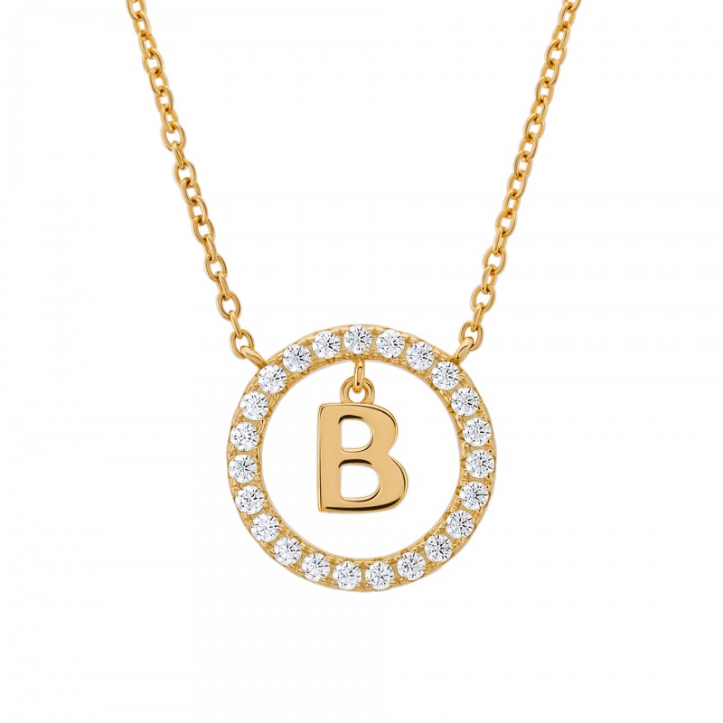 COLAR PRATA LETTER IN CIRCLE B UK.CL.1204.0290