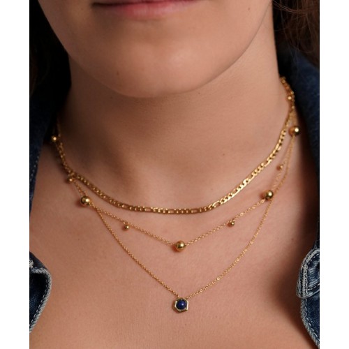 COLAR AÇO SENHORA ELEMENT BLUE GOLD OJSN03D