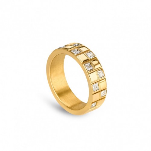 ANEL AÇO SENHORA CHESS CRYSTAL GOLD OJCHR01G