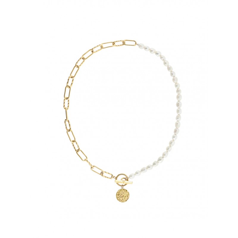 COLAR AÇO SENHORA NECKMESS PEARLY GOLD OJNN48G
