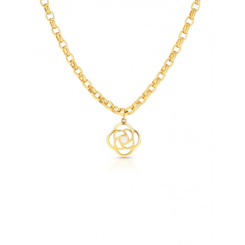 COLAR AÇO SENHORA ROSE PEARL GOLD OJRN01D