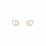 BRINCOS PRATA CLASSY & CHIC TWO HEARTS GOLD UK.BR.1204.0150