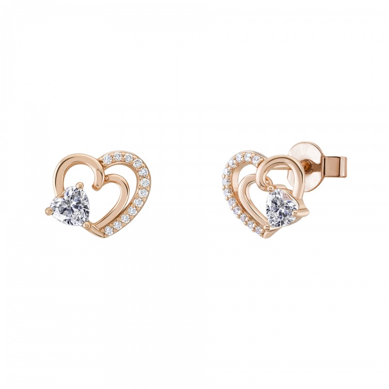 BRINCOS PRATA HEARTS SOLITAIRE UK.BR.1205.0060