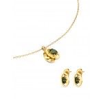 SET COLAR & BRINCO AÇO BIRTHSTONE MAY OJSET24G05