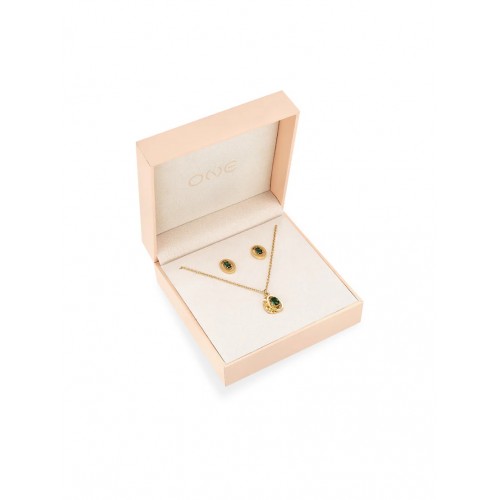SET COLAR & BRINCO AÇO BIRTHSTONE MAY OJSET24G05