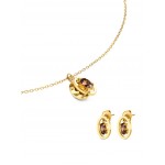 SET COLAR & BRINCO AÇO BIRTHSTONE NOVEMBER OJSET24G11