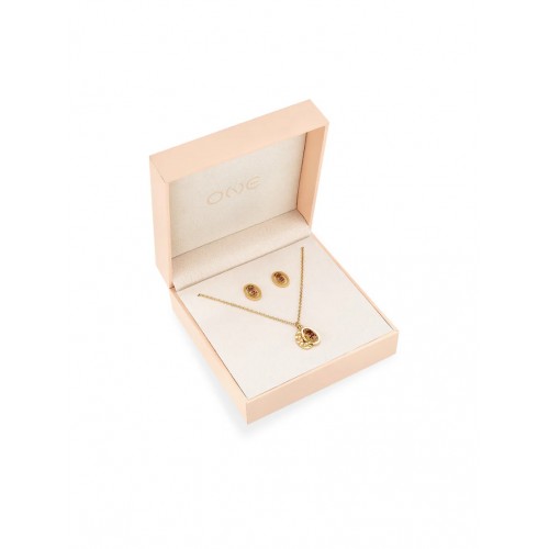 SET COLAR & BRINCO AÇO BIRTHSTONE NOVEMBER OJSET24G11