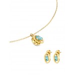 SET COLAR & BRINCO AÇO BIRTHSTONE DECEMBER OJSET24G12