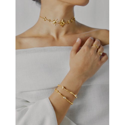 ESCRAVA AÇO SENHORA ELENA CRYSTAL GOLD OJATB03D