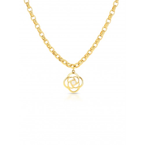 COLAR AÇO SENHORA ROSE PEARL GOLD OJRN01D