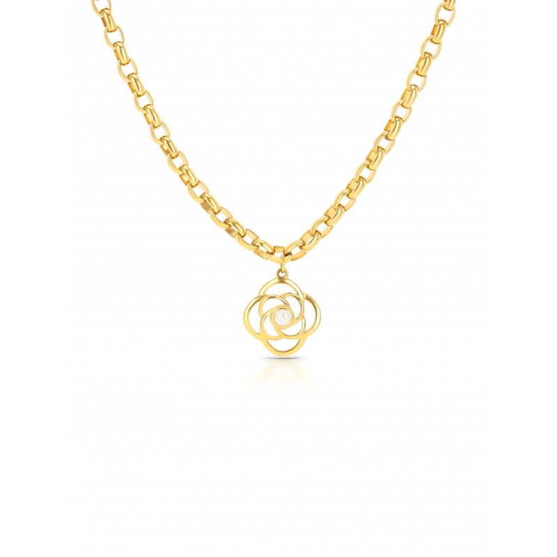 COLAR AÇO SENHORA ROSE PEARL GOLD OJRN01D