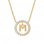 COLAR PRATA LETTER IN CIRCLE M UK.CL.1204.0300
